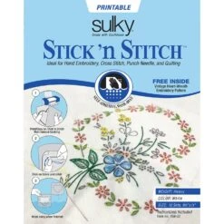 Stick'n Stitch - Bedruckbares,Selbstklebendes, Fixierbares, Wasserlösliches Stickvlies - Sulky Printables