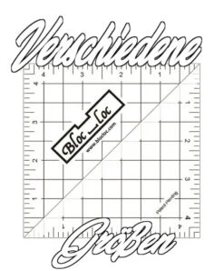 Bloc_Loc HST Tool Quilt Ruler - Half-Square-Triangles Patchworkblock Patchworklineal - VERSCHIEDENE GRÖSSEN MIT DEUTSCHER ANLEITUNG!