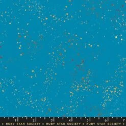 Speckled Bright Blue - Türkisblauer Ruby Star Society Basicstoff - Rashida Coleman Hale Designerstoff Mit Metallic Akzenten