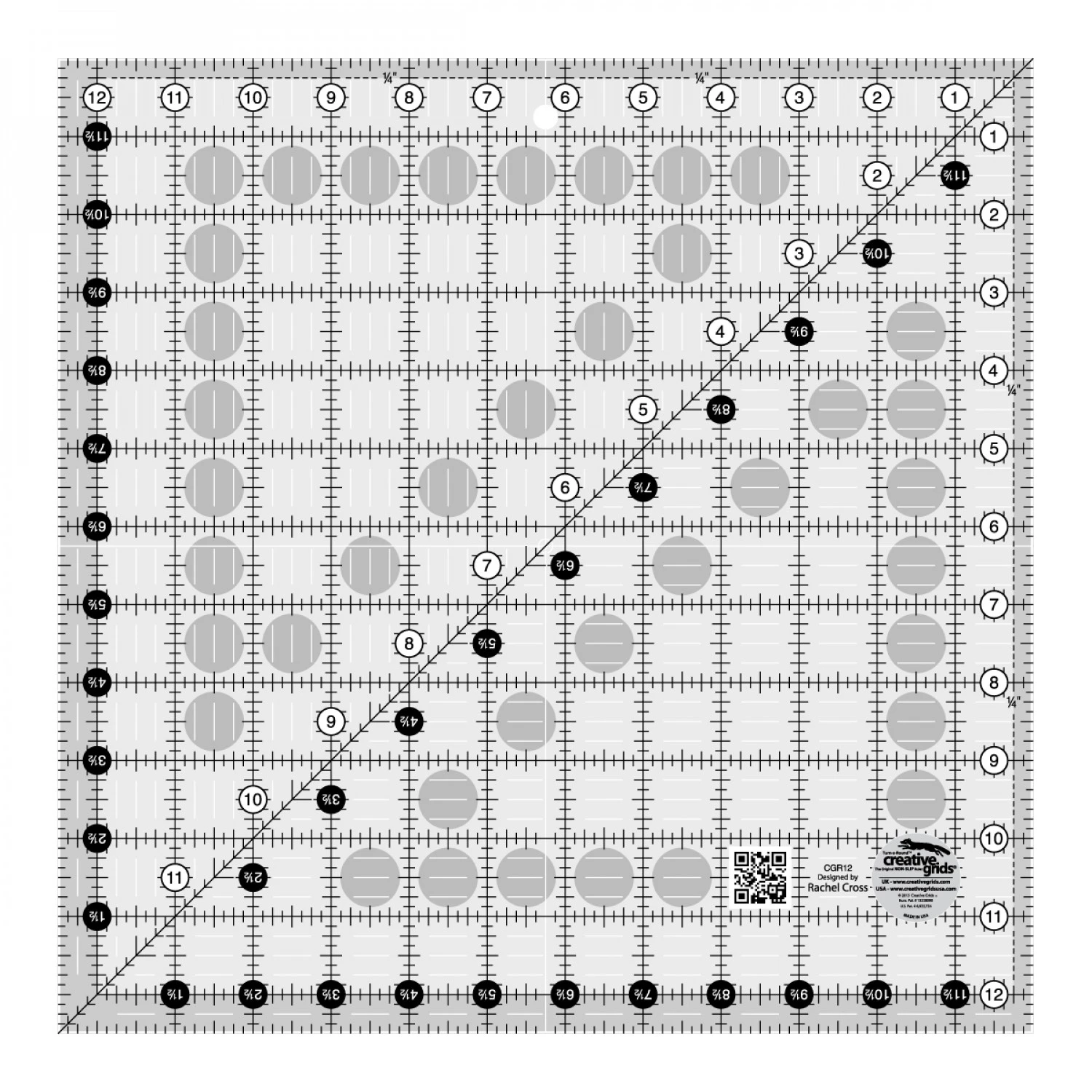 12 1/2" X 12 1/2" Inch-Patchworklineal Quadrat - Creative Grids Non Slip Square Ruler - Quadratisches Rollschneidelineal 1 12 1/2" X 12 1/2" Inch-Patchworklineal Quadrat - Creative Grids Non Slip Square Ruler - Quadratisches Rollschneidelineal