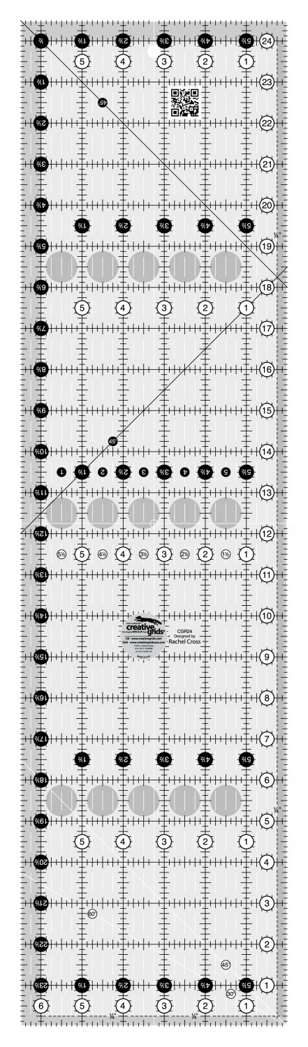 6 1/2" X 24 1/2" Inch-Patchworklineal - Creative Grids Non Slip Ruler - Rollschneidelineal