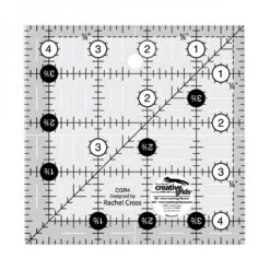 4 1/2" X 4 1/2" Inch-Patchworklineal Quadrat - Creative Grids Non Slip Square Ruler - Quadratisches Rollschneidelineal