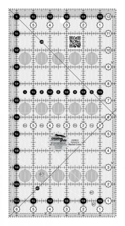 6 1/2" X 12 1/2" Inch-Patchworklineal - Creative Grids Non Slip Ruler - Rollschneidelineal