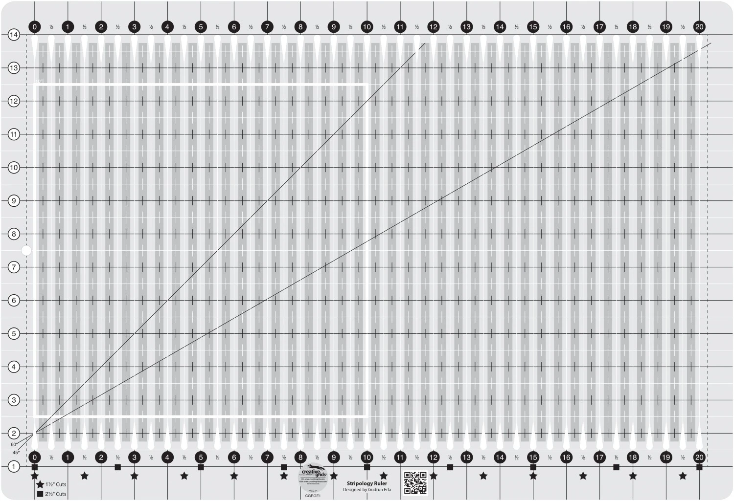 Streifen Patchworklineal - Stripology Ruler - Creative Grids Non Slip Ruler 1 Streifen Patchworklineal - Stripology Ruler - Creative Grids Non Slip Ruler