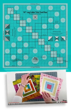 10" Inch Log Cabin Trim Tool Duo - Creative Grids Non Slip Ruler - Blockhausmuster Patchworklineal