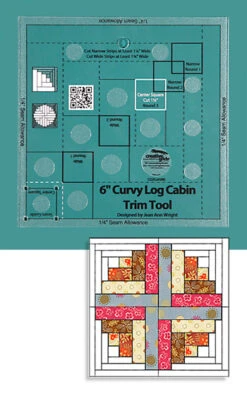 6" Inch Curvy Log Cabin Trim Tool - Creative Grids Non Slip Ruler - Blockhausmuster Patchworklineal