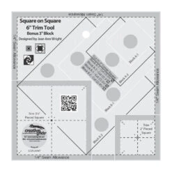 3" & 6 Inch Square In A Square Trim Tool - 2-in-1 Creative Grids Non Slip Ruler - Patchworklineal