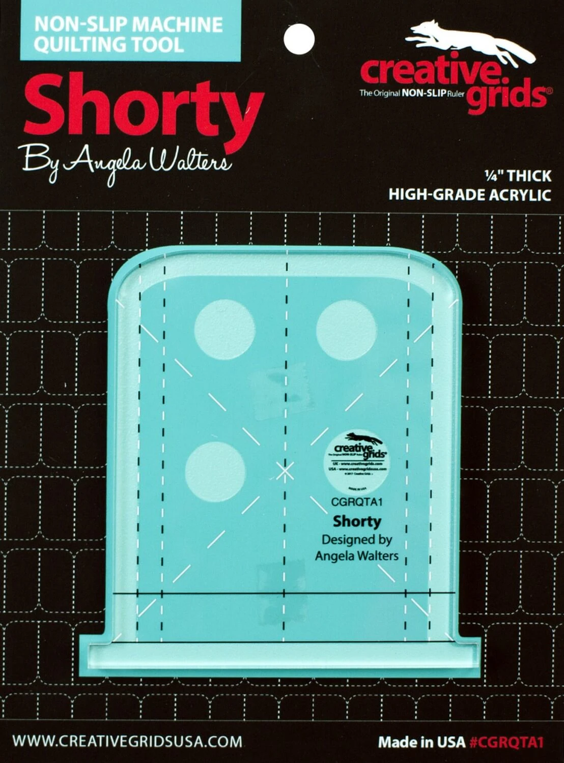 Angela Walters Quiltlineal "Shorty" - Creative Grids Non Slip Machine Quilting Tool - Rulerwork Maschinenquiltlineal