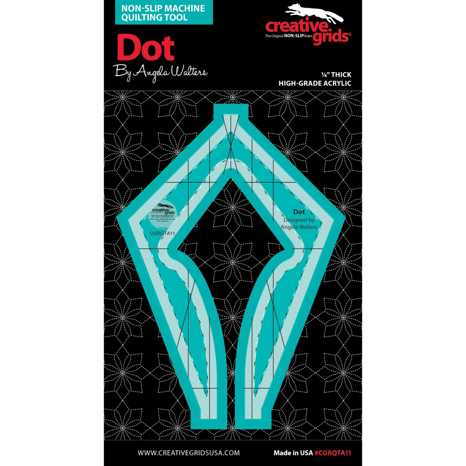 Angela Walters Quiltlineal "Dot" - Creative Grids Non Slip Machine Quilting Tool - Rulerwork Maschinenquiltlineal