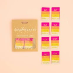 Labels CUT - SEW - PRESS - REPEAT - Sarah Hearts Webetiketten - Premium Woven Labels - Tied With A Ribbon Limited Edition