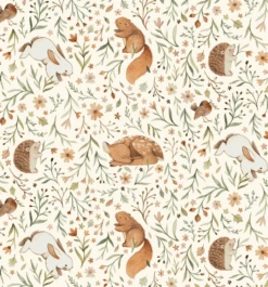 ÜBERBREITER RÜCKSEITENSTOFF! Cremefarbener Rehkitzstoff - Cream Little Fawn & Friends By Nina Staizner Collection Kinderstoffe - Dear Stella Patchworkstoffe