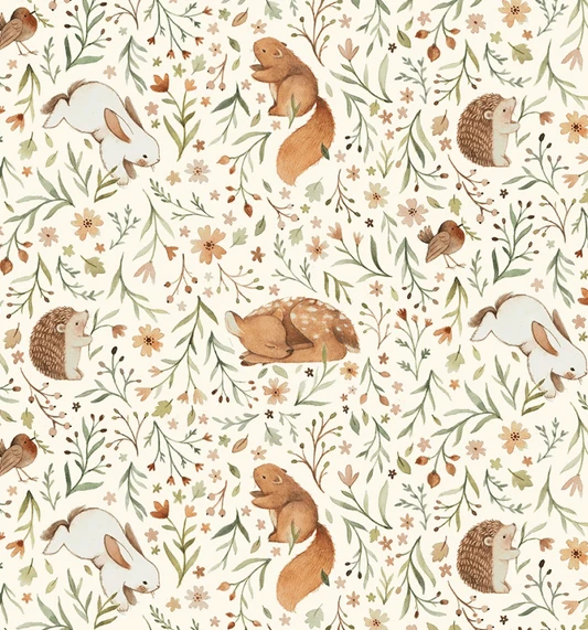 ÜBERBREITER RÜCKSEITENSTOFF! Cremefarbener Rehkitzstoff - Cream Little Fawn & Friends By Nina Staizner Collection Kinderstoffe - Dear Stella Patchworkstoffe