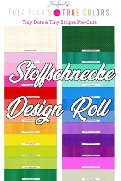 42er Design Roll Stoffschnecke - Streifen-Stoffpaket - Tiny Coordinates "Dots & Stripes" True Colors - Tula Pink Designerstoffe - FreeSpirit Patchworkstoffe