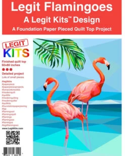 Flamingos FPP - Tropisches Legit Quilt - Original Lizensiertes Legit Kits Schnittmuster / Materialpackung / Stoffpaket - Sonderanfertigung