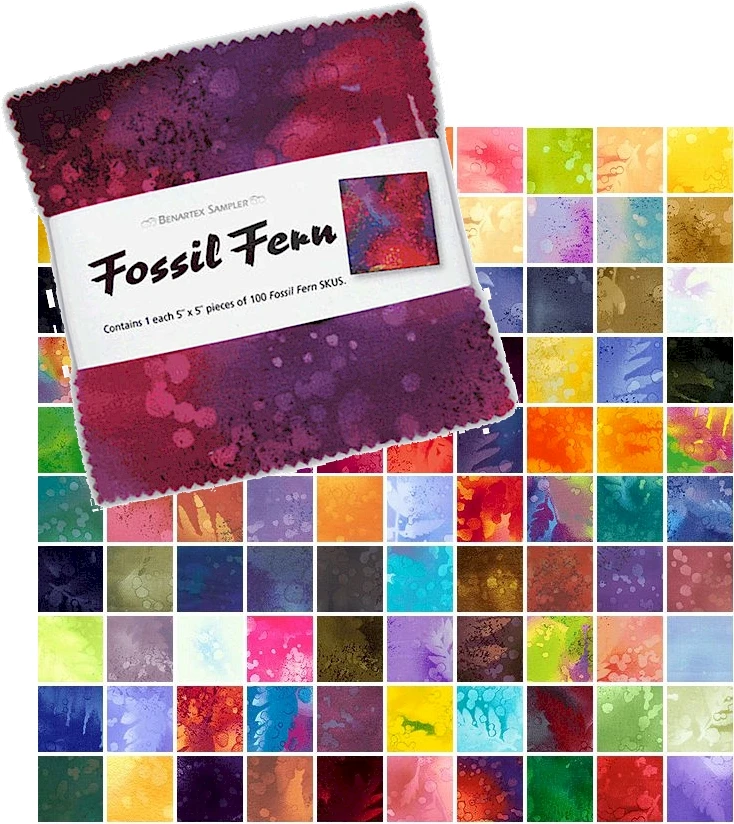 JUMBO PACK Fossil Ferns 100 Charm Squares Paket - Benartex Basicstoffe-Sammlung