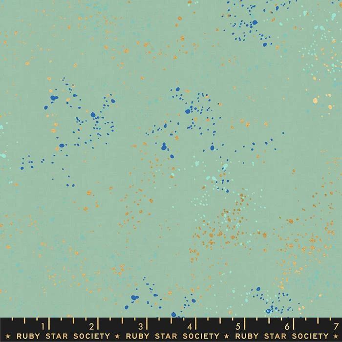 Speckled Frost Blue - Hellblau / Pastelltürkis Ruby Star Society Basicstoff - Rashida Coleman Hale Designerstoff Mit Metallic Akzenten