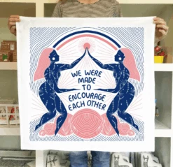 Gingiber Encourage Floursack Tea Towel - Handbedruckte Designer-Geschirrtücher