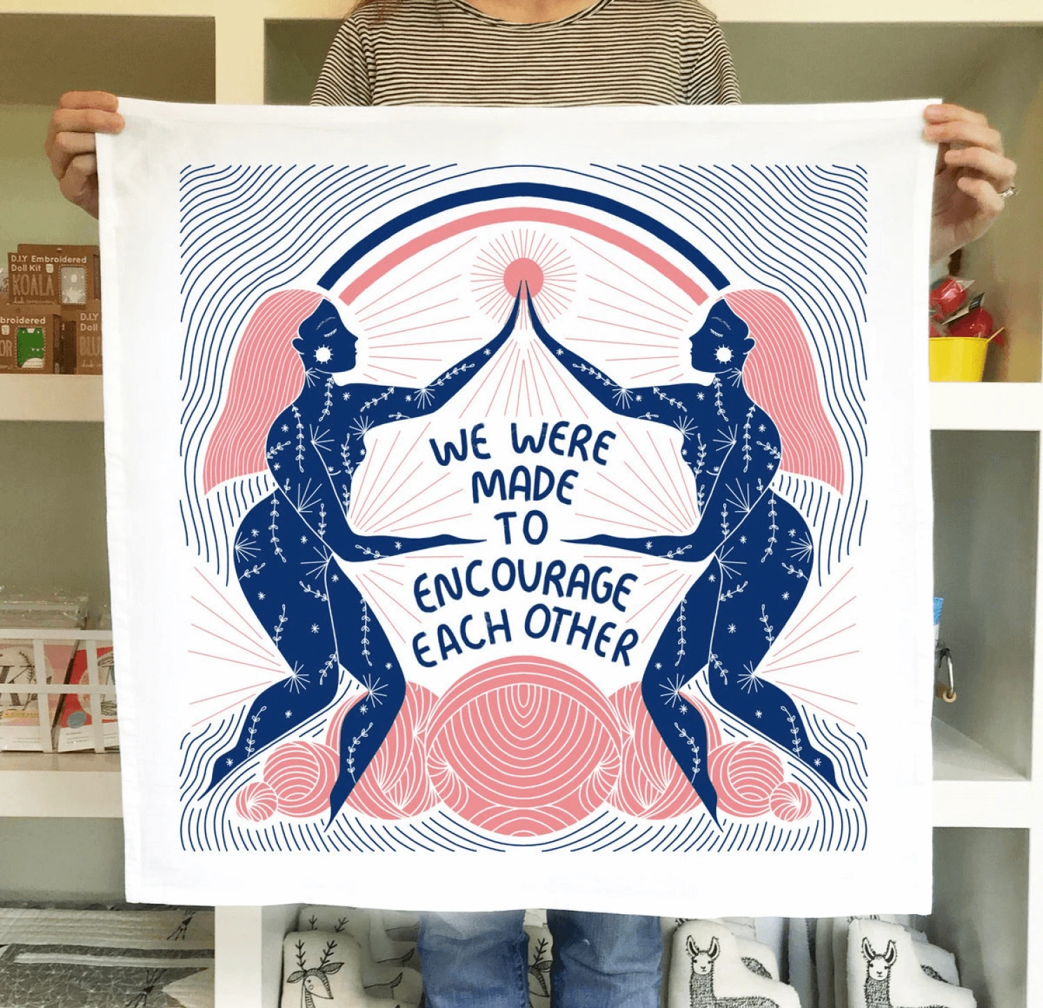 Gingiber Encourage Floursack Tea Towel - Handbedruckte Designer-Geschirrtücher