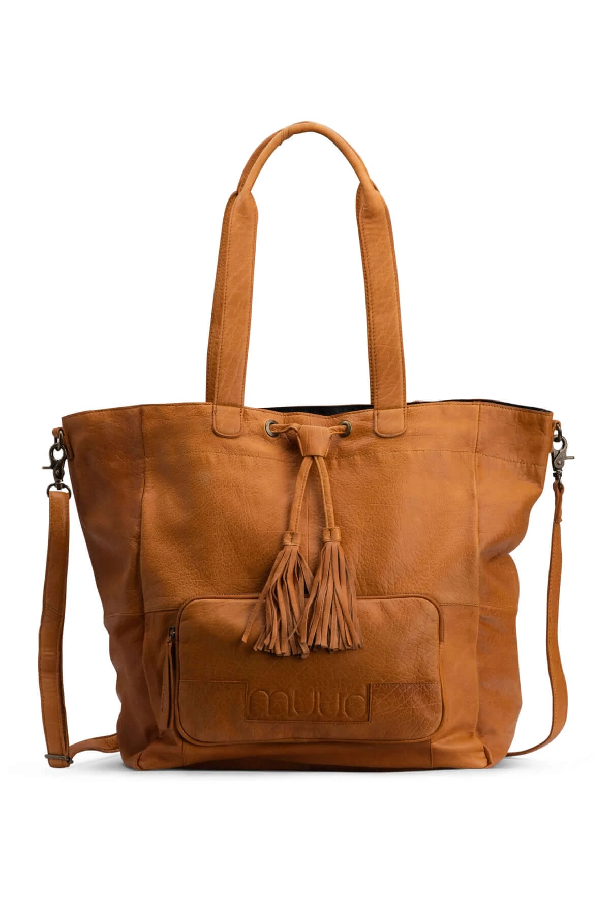 Libby Projekttasche - Muud Living - Stricktasche - Whiskey-Brauner Ledershopper