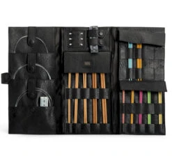 Lucy Lederetui - Muud Living - Organizer Für Stricknadeln & Häkelnadeltasche - Schwarz