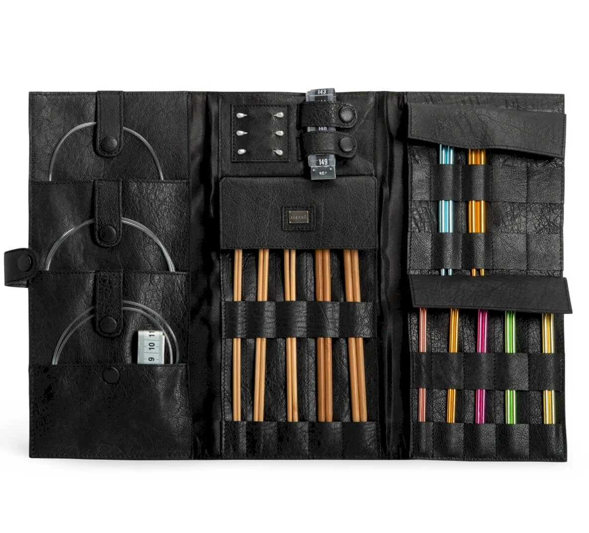 Lucy Lederetui - Muud Living - Organizer Für Stricknadeln & Häkelnadeltasche - Schwarz