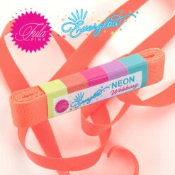 Lunar Orange Tula Pink NEON 1inch Designer Webbing - Renaissance Ribbons 25mm Gurtband-Set - Everglow Strapping SPARSET! - 2 Yards / 1,8m