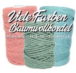 Macramé Garn - 4,5mm Makramee Baumwollkordel - 100m Grobstrickgarn - 100% Baumwolle