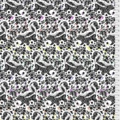 Paper Lil Stinker Stinktierstoff - Linework Tula Pink Designerstoff - Schwarz-Weiße FreeSpirit Patchworkstoffe - Tiermotivstoff - OOP - Out Of Print!