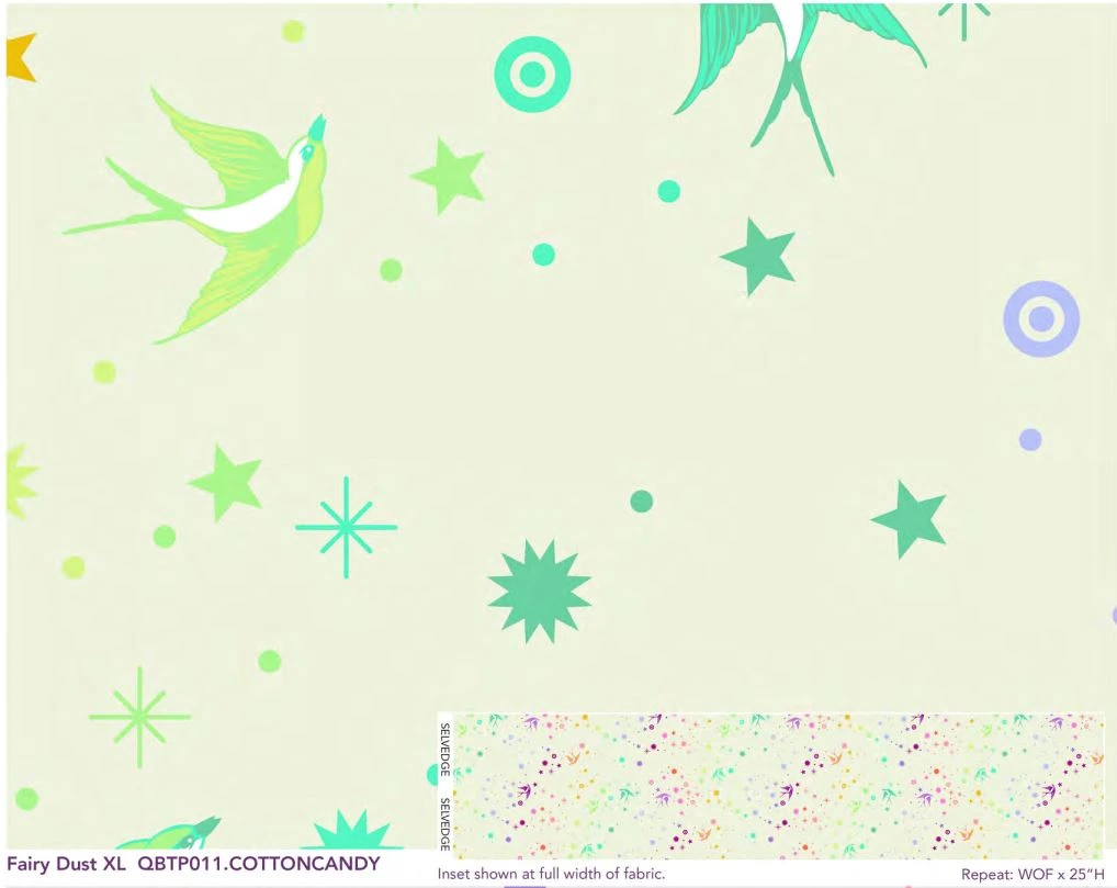 Überbreiter Rückseitenstoff! Cotton Candy Fairy Dust XXL Quilt Backing - Everglow Neon True Colors Tula Pink Designerstoff - FreeSpirit Patchworkstoffe