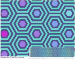 Überbreiter Rückseitenstoff! Peacock Rainbow Hexy XXL Quilt Backing - Everglow Neon True Colors Tula Pink Designerstoff - FreeSpirit Patchworkstoffe