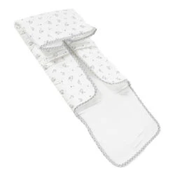 Bestickbare Wickelunterlage - Faltbare, Weiß-Graue Frottier-Babywickelauflage Zum Besticken - DMC Baby Stars