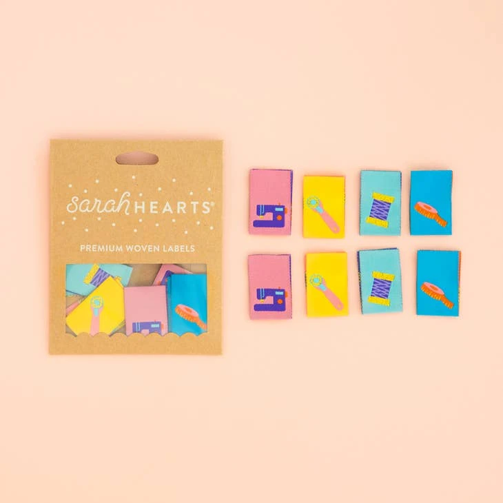 NĂ€hutensilien Labels - Sarah Hearts Sewing Notions & Tools Webetiketten - Premium Woven Labels - Tied With A Ribbon Limited Edition