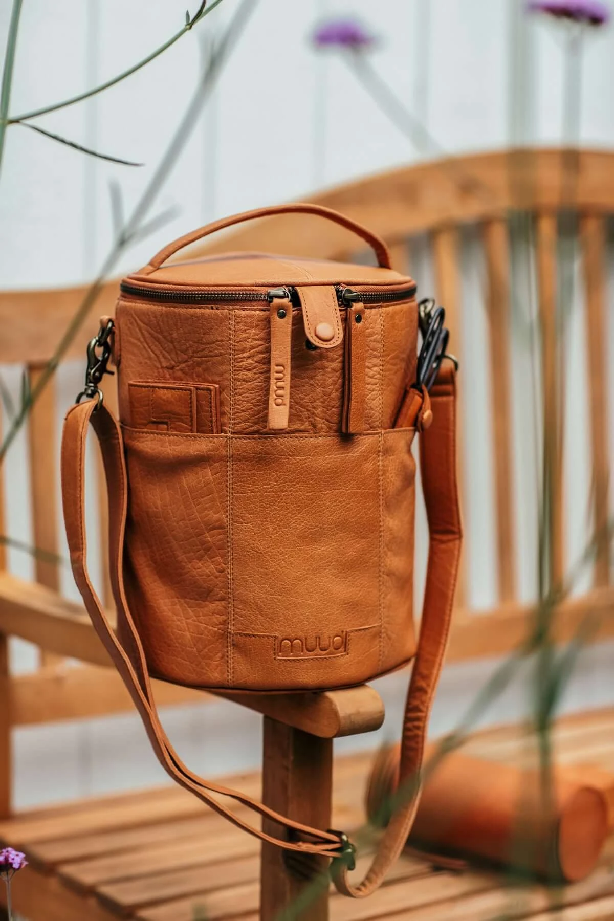 Saturn XL - Muud Living - Stricktasche / Wollkorb - Whiskey-Braun