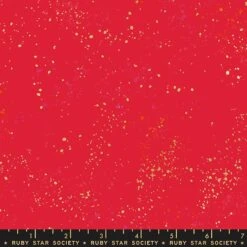 Speckled Scarlet - Roter Ruby Star Society Basicstoff - Rashida Coleman Hale Designerstoff Mit Metallic Akzenten
