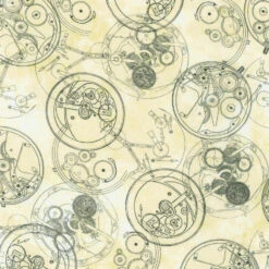 Uhrwerke & Zahnräder Motivstoff - Vintage Neutral Steam Punk Patchworkstoff - Natural Gears Instruments Of The Hours - DIGITALDRUCK! Robert Kaufman Motivstoffe