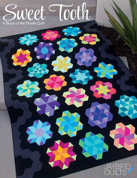 Sweet Tooth Patchworkdecke Block Des Monats - Super Sidekick & Hex'n'More Ruler Block Of The Month Jaybird Quilts
