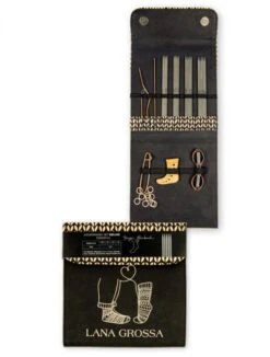 Deluxe Sockennadel-Set - Tanja Steinbach Nadelspiel-Set Deluxe Edelstahl - 15cm Nadelspiele DPNs - LANA GROSSA Double Pointed Needles - KnitPro Nova Metall