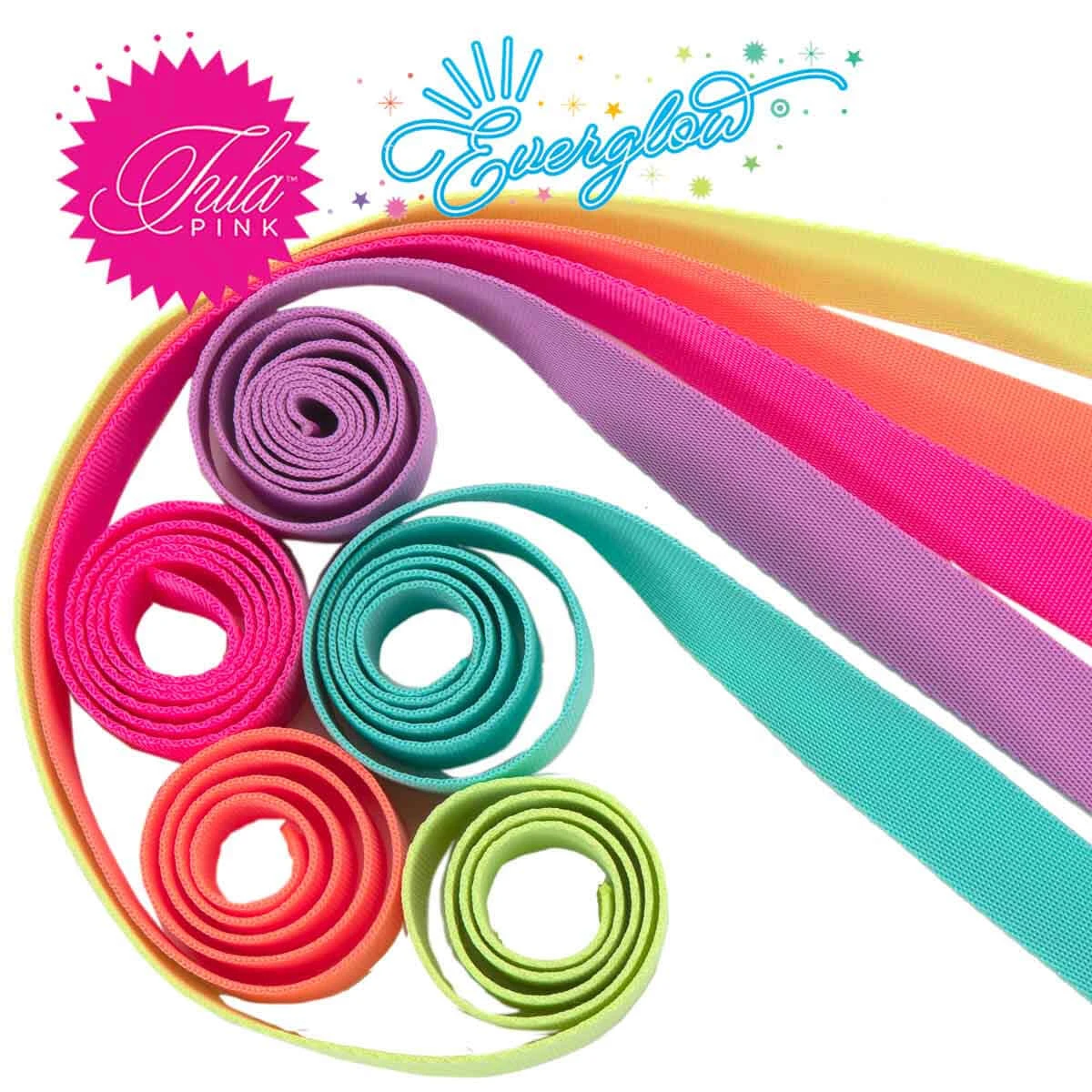 ALLE FARBEN! Tula Pink NEON 1inch Designer Webbing - Renaissance Ribbons 25mm Gurtband-Set - Everglow Strapping SPARSET! - 5x 2 Yards / 1,8m 1 ALLE FARBEN! Tula Pink NEON 1inch Designer Webbing - Renaissance Ribbons 25mm Gurtband-Set - Everglow Strapping SPARSET! - 5x 2 Yards / 1,8m