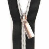 Silber & Schwarz Endlosreißverschluss & Zupfer - Silver / Black Zipper Mit Metallzähnen - Sallie Tomato