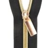 Gold & Schwarz Endlosreißverschluss & Zupfer - Gold / Black Zipper Mit Metallzähnen - Sallie Tomato